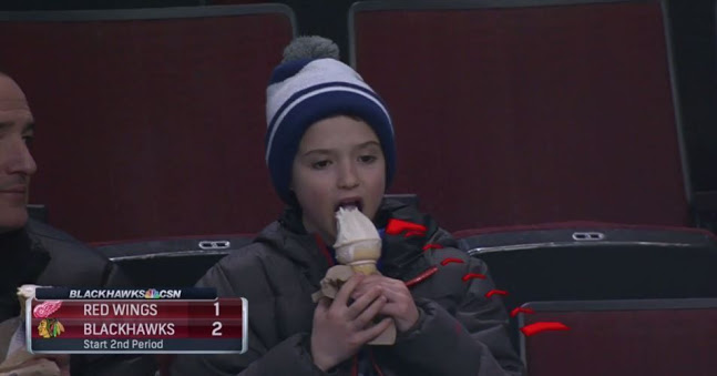 Blackhawks commentators lose all chill over ‘ice cream kid’