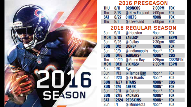 Bears 2016 Schedule is Out!