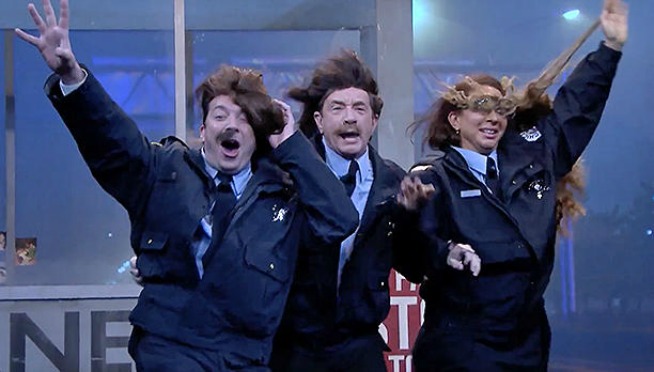 Jimmy Fallon, Maya Rudoplh, & Martin Short in a silly Chicago PD spoof