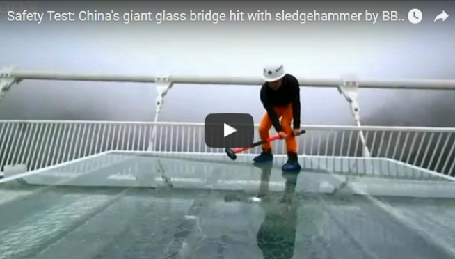 Smashing A Glass Bridge With Sledgehammer To Prove It’s Safe ??