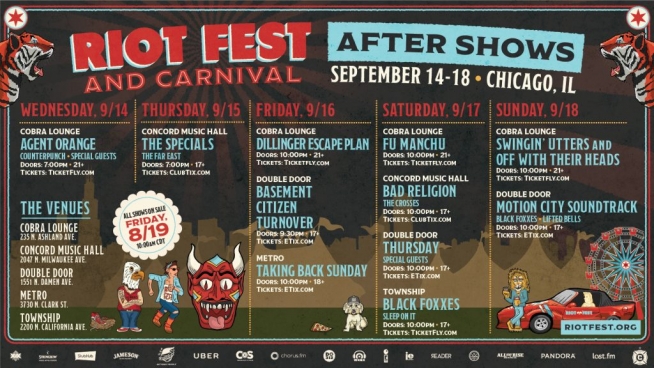 Riot Fest Aftershows