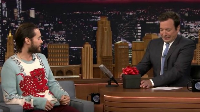 Jared Leto gives Jimmy Fallon a very Joker-like gift