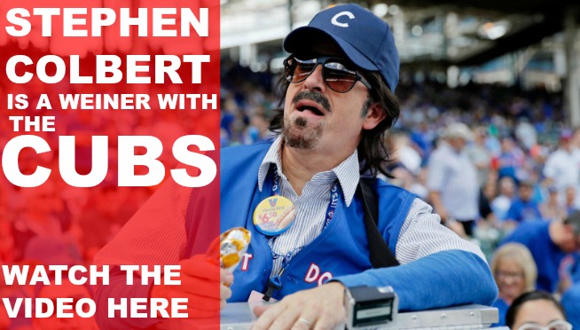Stephen Colbert goes under disguise as a hot dog vendor at Wrigley Field