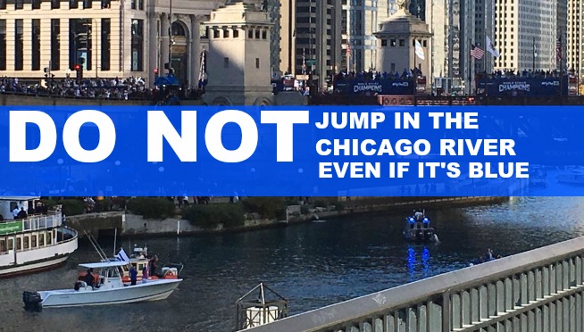 VIDEO: 2 Cub fans get too excited, jump in blue Chicago River